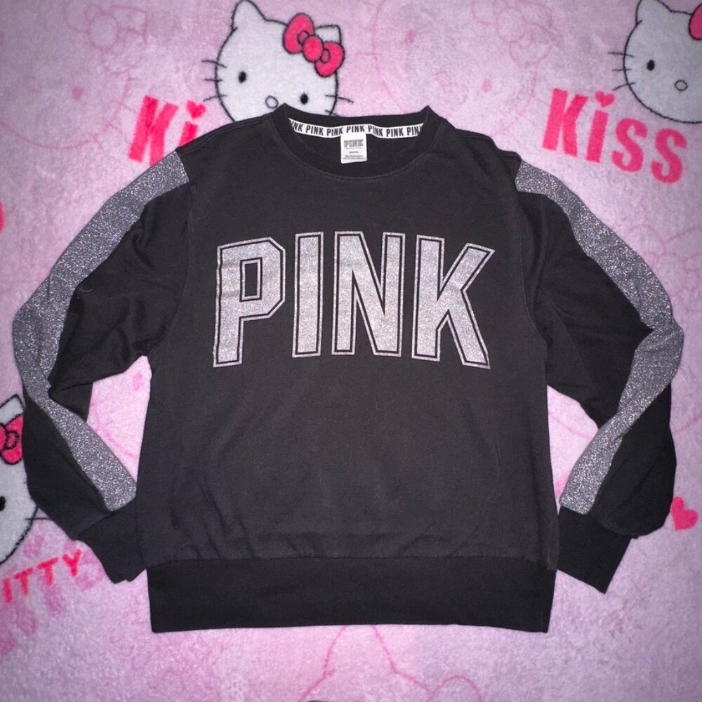 vs pink glitter holographic sweatshirt